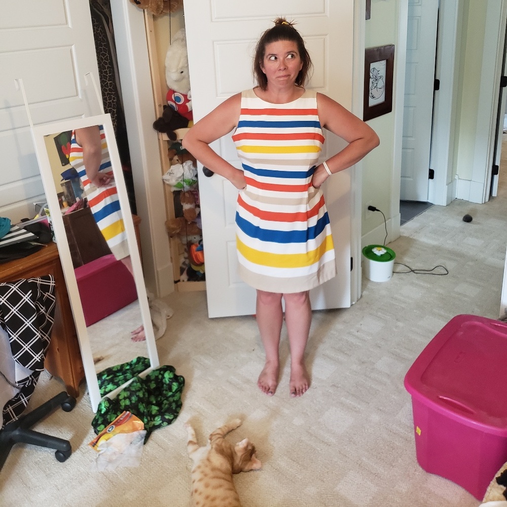 Striped Form-Flattering Kim Rogers Midi Dress